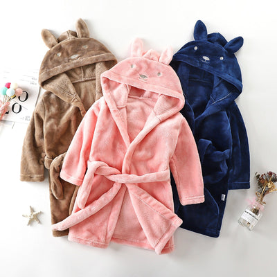 1-12 Years Children Bath Robes Flannel Winter Kids Sleepwear Robe Infant
