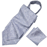 Fashion Black Silk Cravat Ascot Tie For Men Pocket Square