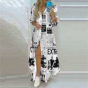 Women Stripe print Long Shirt Dress