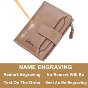 Free Custom Name Engraving Men Wallets Short Tri-fold PU Leather
