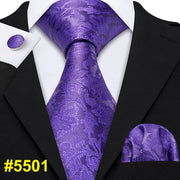 Barry.Wang Designer Purple Paisley Men Ties 8.5cm Wide 100% Silk Tie