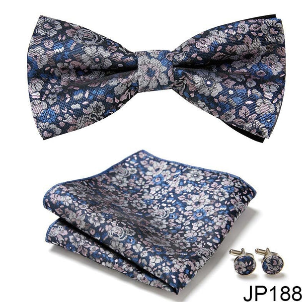 New Paisley  Bow Tie for men Wedding Bowtie Handkerchief Cufflink Set