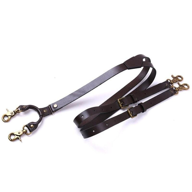 Black Brown Leather Suspender Leather Hook And Buckle Strap Braces For Men
