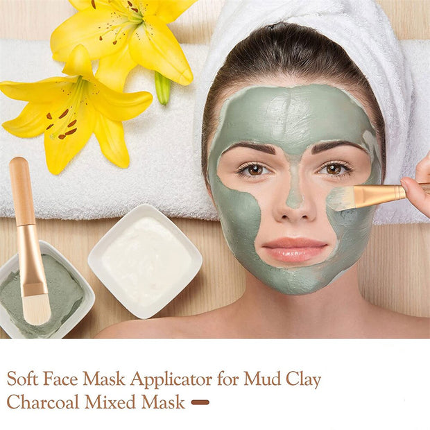 4PCS Face Mask Brush Soft Hairy Woonden For Woman Facial Cleansing Beauty