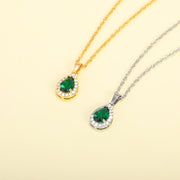 Luxury Simple Water Drop Pendant Necklace For Women Fashion Green