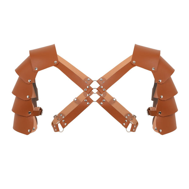 MSemis Sexy Leather Body Chest Harness with Shoulder Armors