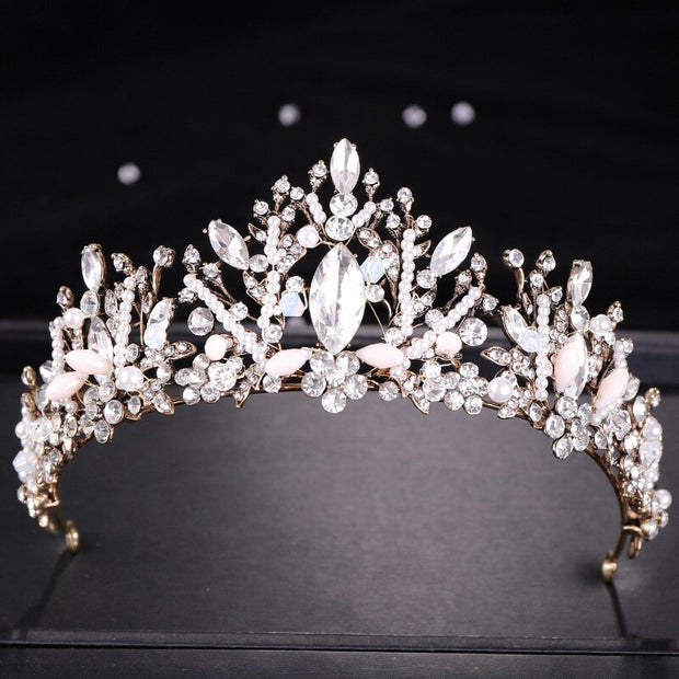 Baroque Luxury Crystal Beads Bridal Jewelry Sets Rhinestone Tiaras Crown