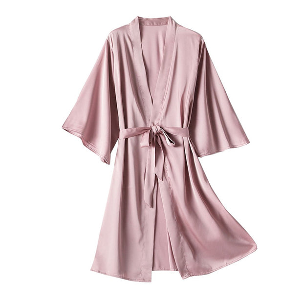 New Silk Kimono Robe Bathrobe Women Satin sleepware