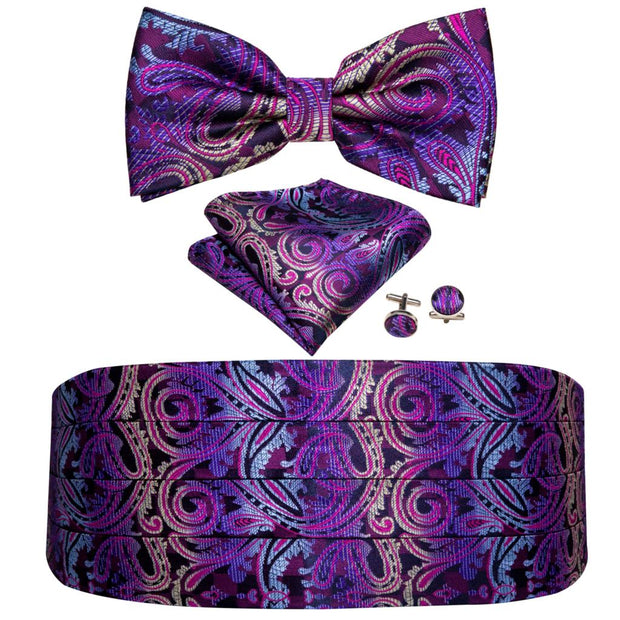 Barry.Wang Mens Brown Bow Tie Plaid Cummerbund Checked
