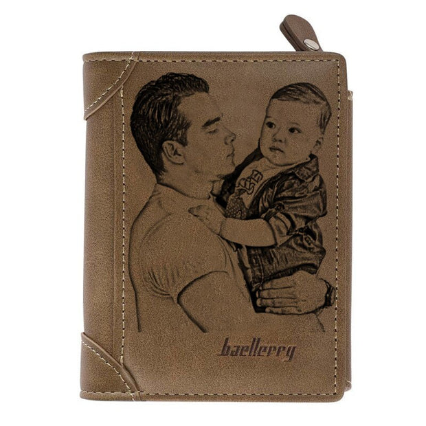 Direct sales Custom Photo Wallet Men Thin Section Buckle Leather