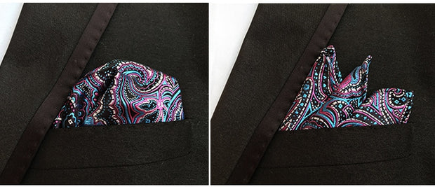 EASY.H Luxury 25*25CM  Vintage Floral Paisley Silk Hanky Pocket Square