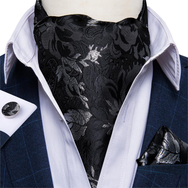 DiBanGu Men Luxury Silk Ascot Tie Cravat Tie Handkerchief Cufflinks 3pcs Set