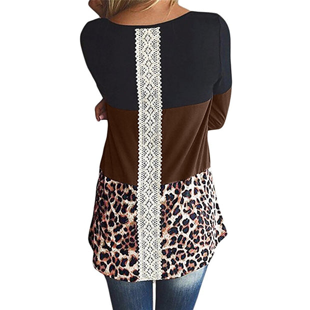 Women Blouse Maternity Ladies Long Sleeve Leopard Print