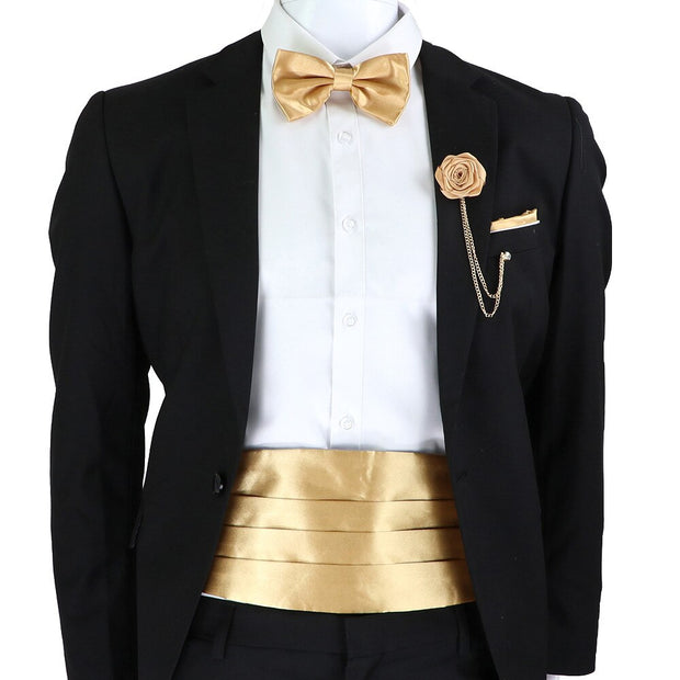 New Fashion Mens Cummerbund Bow Tie Brooch Set