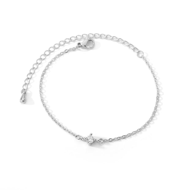Single Zircon Circle Bead Bracelets For Women Stainless Steel Bracelet Summer Jewelry