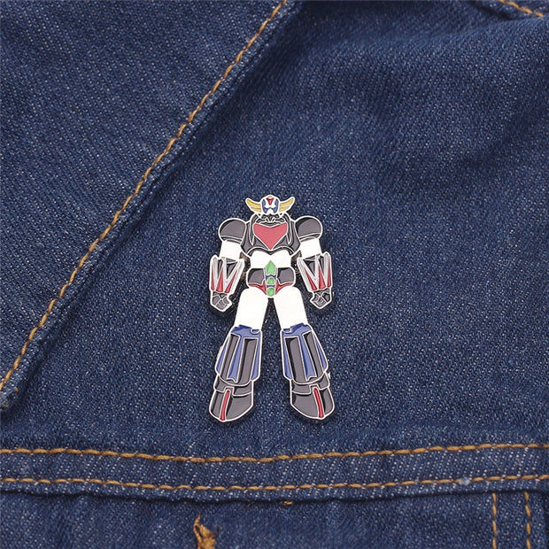 Metal UFO Robot Enamel Pins Grendizer Anime Brooches Gifts for Women Men