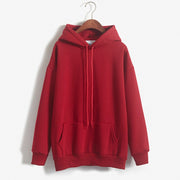 New Casual Ladies Spring Autumn Hoodies Tops Solid Color Women
