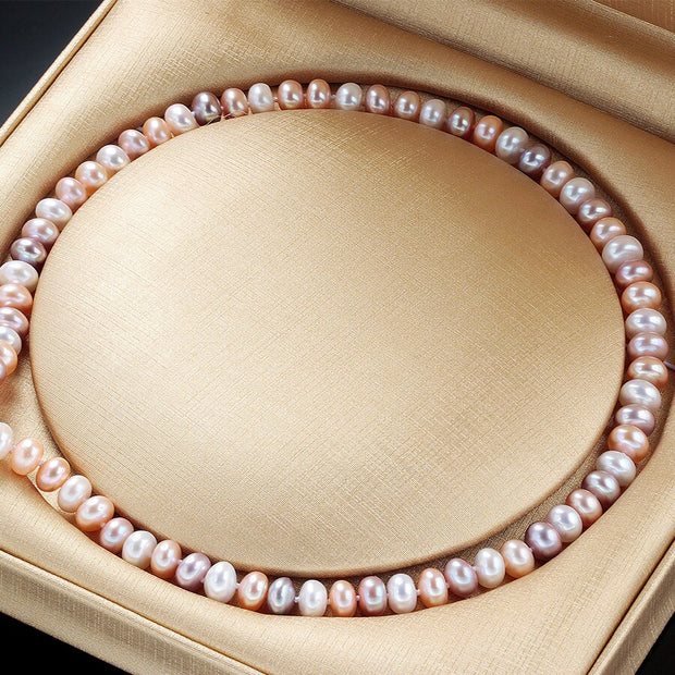 Natural Freshwater Long Pearl Necklace For Women Neck Chain Multi-Color