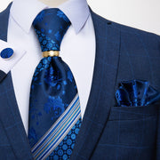 Yellow White Striped Silk Woven Ties For Men