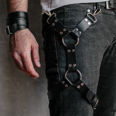 Goth Pastel Pu Leather Garter Belt Bondage Leg Harness Waist Straps