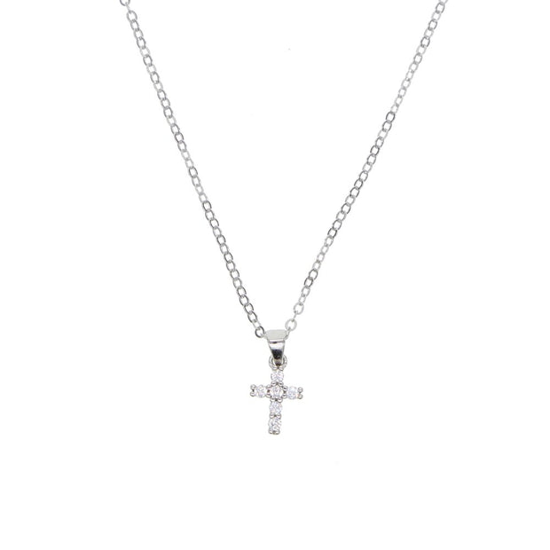 2022 High Quality S925 Sterling Pave AAA Cz Tiny Cute Cross Pendant Necklaces