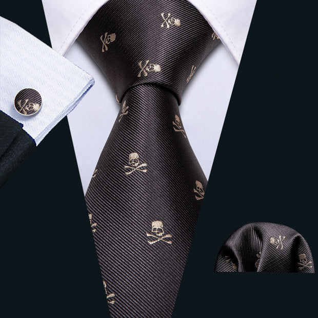 FA-271 Gents Necktie Yellow Paisley 100% Silk Jacquard Tie Hanky Cufflinks Set