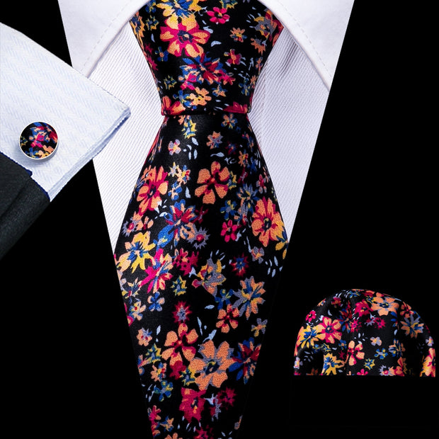 Tie Set Silk Jacquard Floral Necktie Wedding Business Handkerchief Cufflinks Tie