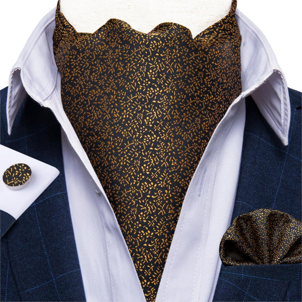 DiBanGu Men Luxury Silk Ascot Tie Cravat Tie Handkerchief Cufflinks 3pcs Set