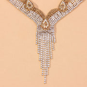 Stonefans Fashion Rhinestone Tassel Necklace and Earring Set for Women