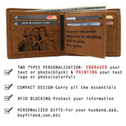 Men Engraved Photo Wallet High Quality PU Leather Short Wallet