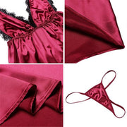 Women Satin Dress Underwear Plus Size Lace Lingerie