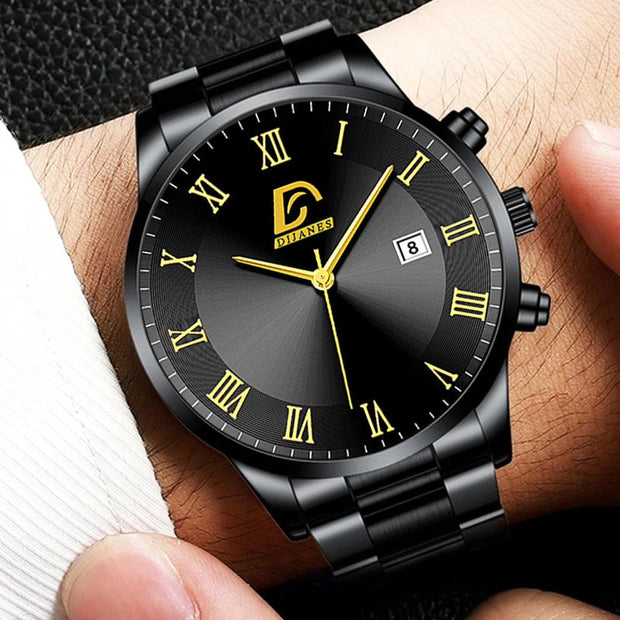 2022 Fashion Mens Gold Stainless Steel Watches Luxury Minimalist Quartz Wrist Watch