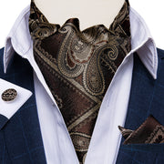 Luxury Men&#39;s Vintage Paisley Floral Formal Cravat Ascot Tie Self British Style