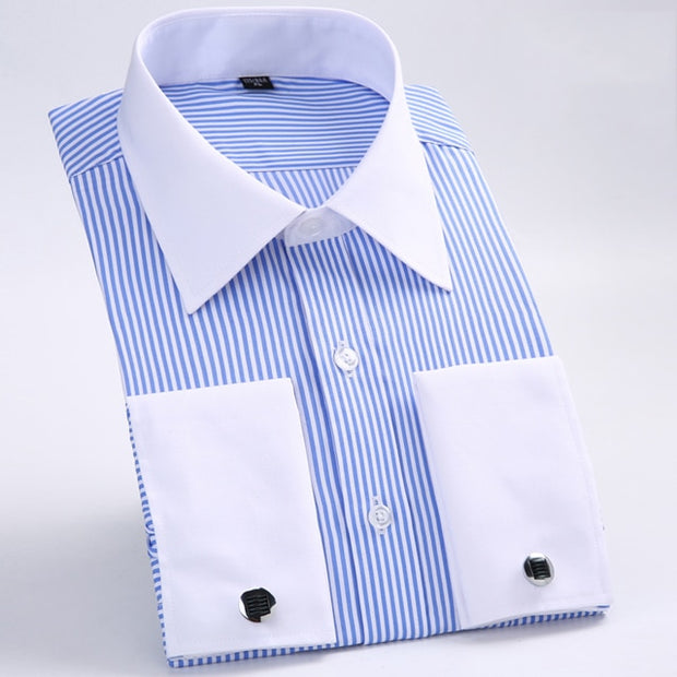 Classic French Cuffs Striped Dress Shirt