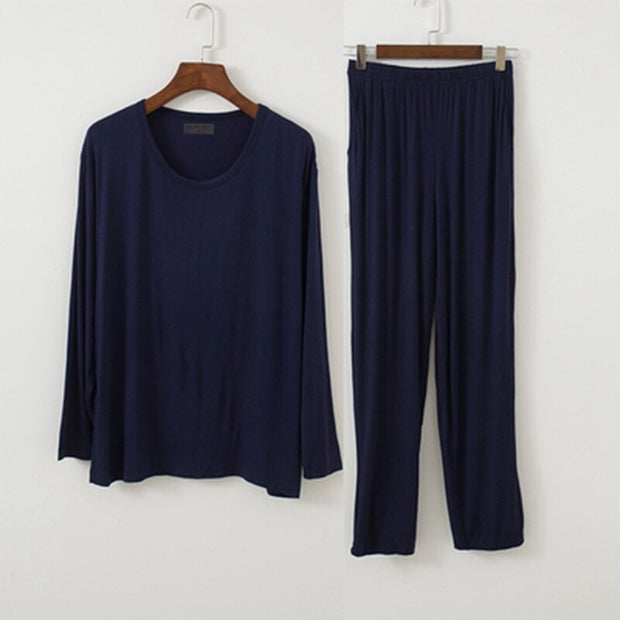 Plus Size 8XL 140KG Men Modal Pajamas Sets O Neck Summer Modal