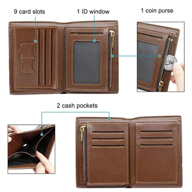 Engraved Wallets For Men Ultra-Thin Young Short PU leather Wallet