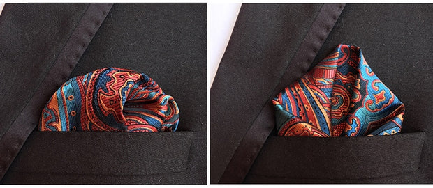 EASY.H Luxury 25*25CM  Vintage Floral Paisley Silk Hanky Pocket Square