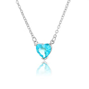 Zircon Heart Necklaces For Women Stainless Steel Chain White Pink