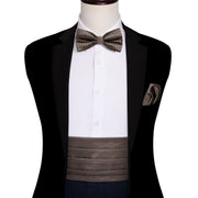 Barry.Wang Mens Brown Bow Tie Plaid Cummerbund Checked