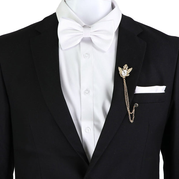 Butterfly Hanky Cufflinks Tassel Brooch Polyester Jacquard Woven Bowtie