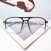 Transparent Double Beam Retro Flat Spectacles Myopia Glasses Frame