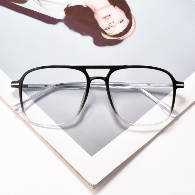 Transparent Double Beam Retro Flat Spectacles Myopia Glasses Frame