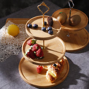 Kitchen Bamboo Tray Holiday Party 2/3L layer Fruit Plate Dessert Candy Dish