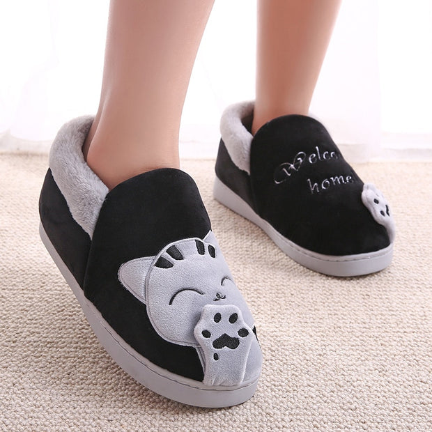 Cartoon Cat Slippers Non-slip House Shoes Couple Lovers Indoor Bedroom Footwear
