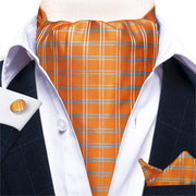 DiBanGu Men Luxury Silk Ascot Tie Cravat Tie Handkerchief Cufflinks 3pcs Set
