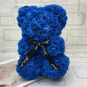 HOT Valentines Day Gift 25cm Red Rose Teddy Bear Rose Flower Artificial Decoration