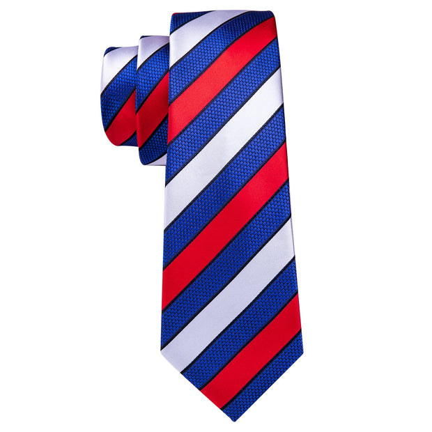 New Fashion Red Striped Men Tie Set Silk Jacquard Neckties