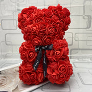 HOT Valentines Day Gift 25cm Red Rose Teddy Bear Rose Flower Artificial Decoration