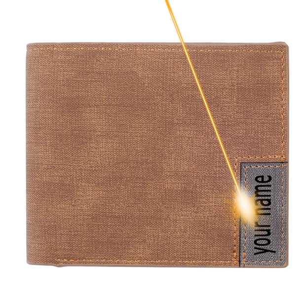 New Free Name Engraving Short PU Leather Men Wallets Fashion Coin Pocket