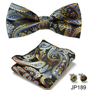 New Paisley  Bow Tie for men Wedding Bowtie Handkerchief Cufflink Set